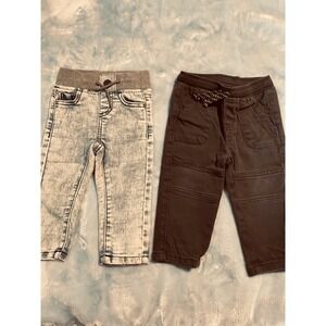 Wonder Nation Jumping Beans Baby Boy Pants Lot2 12M Blue Denim Grey Straight Fit
